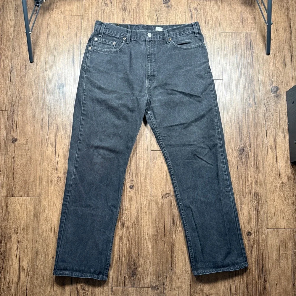 Vtg 90s Levis 505 Jeans Mens 38x30 (36x30) Black Faded Straight Leg Made in USA